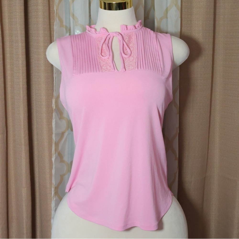7th Avenue Pink Ruffle-Neck Sleeveless Camisole